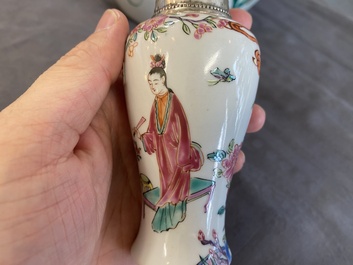 Un bol couvert et un vase en porcelaine de Chine famille rose, 19&egrave;me