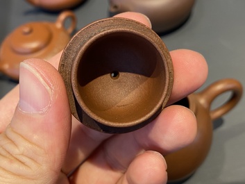 Five Chinese Yixing stoneware teapots and covers, Republic