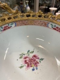 A Chinese gilt bronze-mounted famille rose bowl, Yongzheng