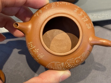 Five Chinese Yixing stoneware teapots and covers, Republic