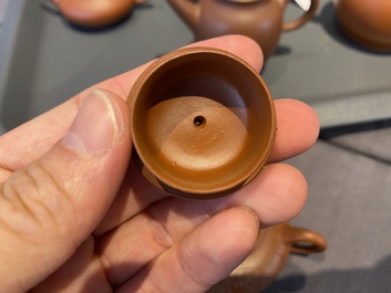 Five Chinese Yixing stoneware teapots and covers, Republic