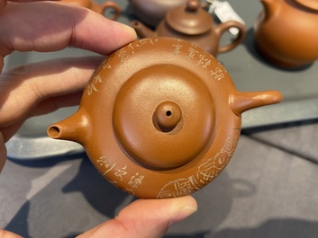 Five Chinese Yixing stoneware teapots and covers, Republic