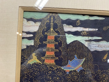 Ecole japonaise: 'Un chapitre du Sutra du Lotus', encre, couleurs et dorure sur papier, Edo/Meiji, 18/19&egrave;me