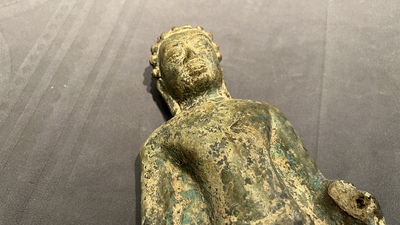 A Thai bronze standing Buddha in Dvaravati-style, probably 7/8th C.