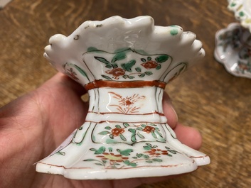 Paire de salerons en porcelaine de Chine famille verte, Kangxi