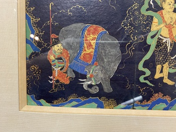 Ecole japonaise: 'Un chapitre du Sutra du Lotus', encre, couleurs et dorure sur papier, Edo/Meiji, 18/19&egrave;me