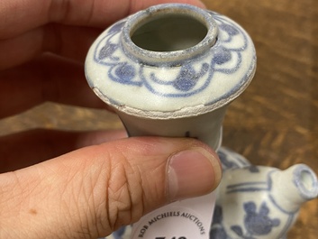 A Chinese blue and white kendi and a small vase, Hatcher Cargo, Transitional period
