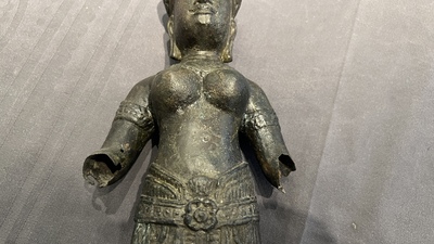 A bronze Khmer sculpture of the goddess Uma, Cambodia, 10/11th C.