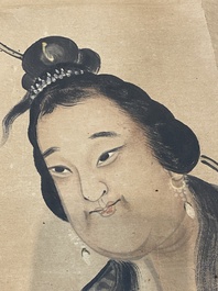 Japanse school, navolger van Sesson Shukei 雪村周継 (1504 &ndash; c. 1589): 'Twee onsterfelijken', inkt en kleur op papier