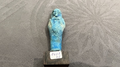 Six Egyptian green- and turquoise-glazed frit ushabtis, Late Period