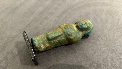 Six Egyptian green- and turquoise-glazed frit ushabtis, Late Period