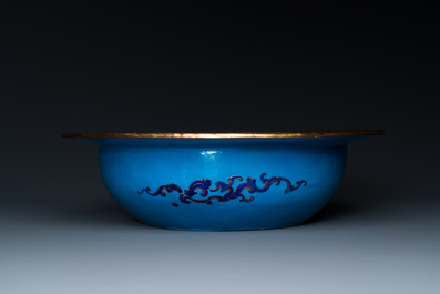 A Chinese pseudo-cloisonn&eacute; Canton enamel basin, Qianlong mark and of the period