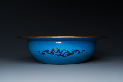 A Chinese pseudo-cloisonn&eacute; Canton enamel basin, Qianlong mark and of the period