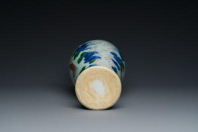 A Chinese wucai 'immortals' vase, Transitional period