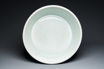 An exceptionally large Chinese blue and white basin with floral scrolls, Kangxi