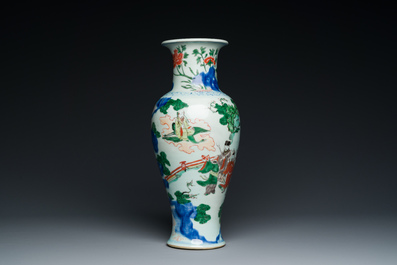 A Chinese wucai 'immortals' vase, Transitional period