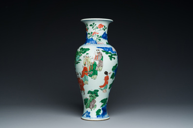 A Chinese wucai 'immortals' vase, Transitional period