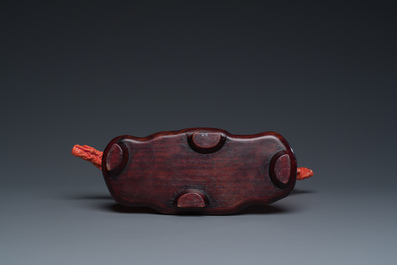 A large Chinese red coral 'Baxian' group, 19/20th C.