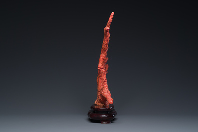 A large Chinese red coral 'Baxian' group, 19/20th C.