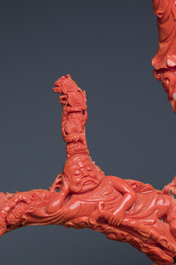 A large Chinese red coral 'Baxian' group, 19/20th C.