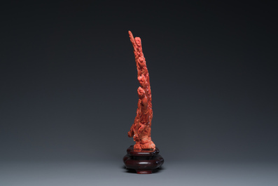 A large Chinese red coral 'Baxian' group, 19/20th C.