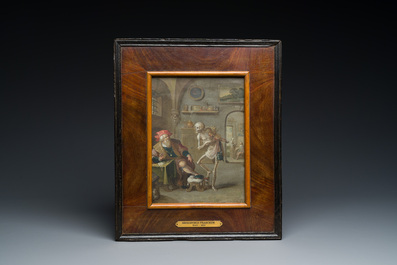 Frans II Francken (1581-1642) et atelier: 'La Mort et l'Avare', huile sur cuivre