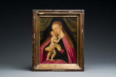 Ecole flamande: Vierge &agrave; l'Enfant, huile sur panneau, 16/17&egrave;me