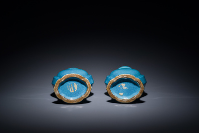 A pair of Chinese robin's-egg-glazed vases, 18/19th C.