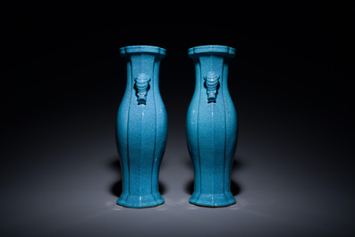A pair of Chinese robin's-egg-glazed vases, 18/19th C.