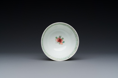 A rare Chinese semi-eggshell famille rose 'rooster' tea cup and saucer, Baiyun Shanren 白雲山人 seal mark, Yongzheng