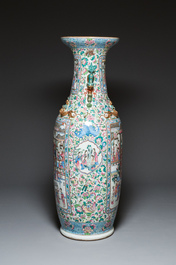 A pair of massive Chinese famille rose vases, 19th C.