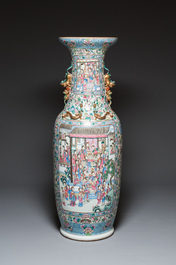 A pair of massive Chinese famille rose vases, 19th C.