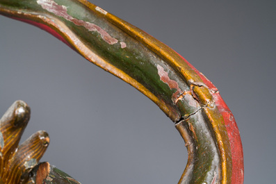 Importante sculpture d'un g&eacute;n&eacute;ral divin en bois laqu&eacute; et polychrom&eacute;, Japon, Edo, dat&eacute;e 1623