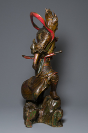 Importante sculpture d'un g&eacute;n&eacute;ral divin en bois laqu&eacute; et polychrom&eacute;, Japon, Edo, dat&eacute;e 1623