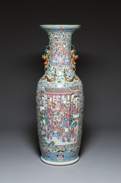 A pair of massive Chinese famille rose vases, 19th C.