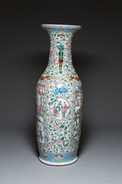 A pair of massive Chinese famille rose vases, 19th C.