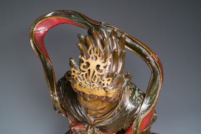 Importante sculpture d'un g&eacute;n&eacute;ral divin en bois laqu&eacute; et polychrom&eacute;, Japon, Edo, dat&eacute;e 1623