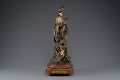 Jean Didier Debut (1824-1893) : 'La d&eacute;esse romaine Pomona', une repr&eacute;sentation all&eacute;gorique de la r&eacute;colte, bronze en partie dor&eacute; sur socle en marbre