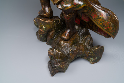 Importante sculpture d'un g&eacute;n&eacute;ral divin en bois laqu&eacute; et polychrom&eacute;, Japon, Edo, dat&eacute;e 1623