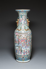 A pair of massive Chinese famille rose vases, 19th C.