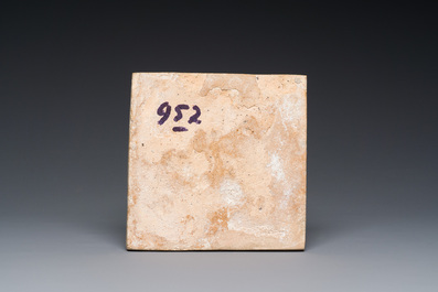 A polychrome Dutch Delft 'seacreatures' tile, Rotterdam, early 17th C.