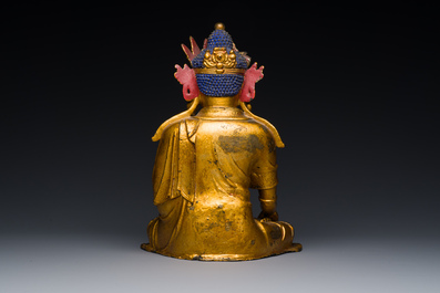 A fine Chinese gilt bronze sculpture of Shakyamuni Buddha, 15/16th C.
