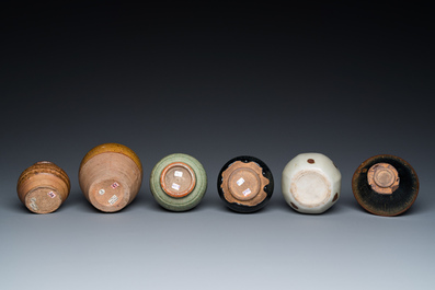 Five various Chinese monochrome-glazed vases and a bowl, Yuan and later