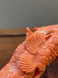 A large Chinese red coral 'Baxian' group, 19/20th C.