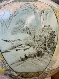 A Chinese qianjiang cai 'hu' vase with antiquities, signed Xu Pinheng 許品衡, Tongzhi mark, 19/20th C.