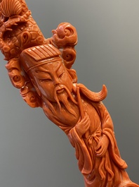 A large Chinese red coral 'Baxian' group, 19/20th C.