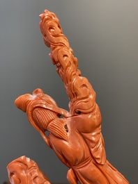 A large Chinese red coral 'Baxian' group, 19/20th C.