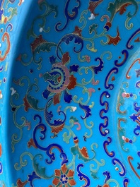 A Chinese pseudo-cloisonn&eacute; Canton enamel basin, Qianlong mark and of the period