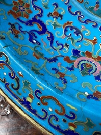 A Chinese pseudo-cloisonn&eacute; Canton enamel basin, Qianlong mark and of the period