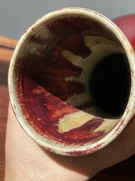 Een Chinese flesvormige vaas met flamb&eacute;-glazuur, 18/19e eeuw